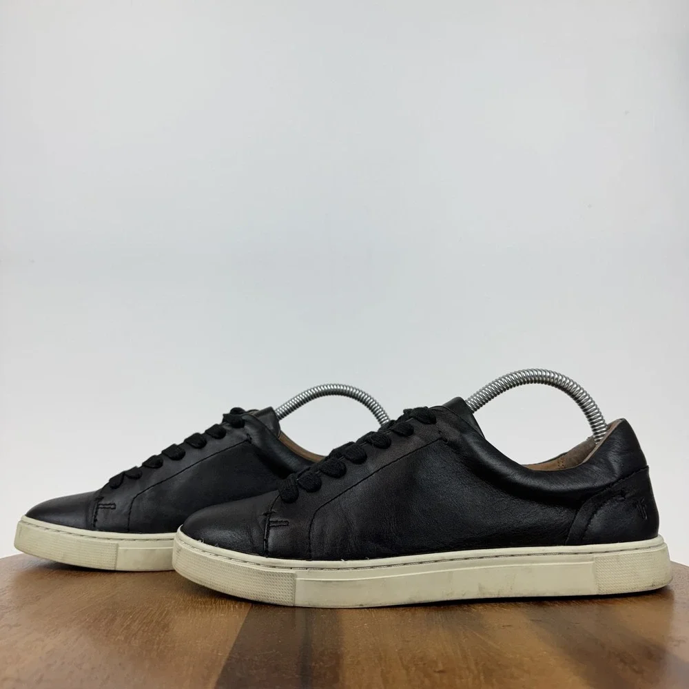 Womens Frye Ivy Black Leather Low Top Casual Comfort Sneakers Shoes Size 8 M GUC